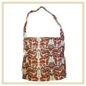 Free People‎ Floral Print Lightweight Linen Y2K Vintage Tote Shopping Bag